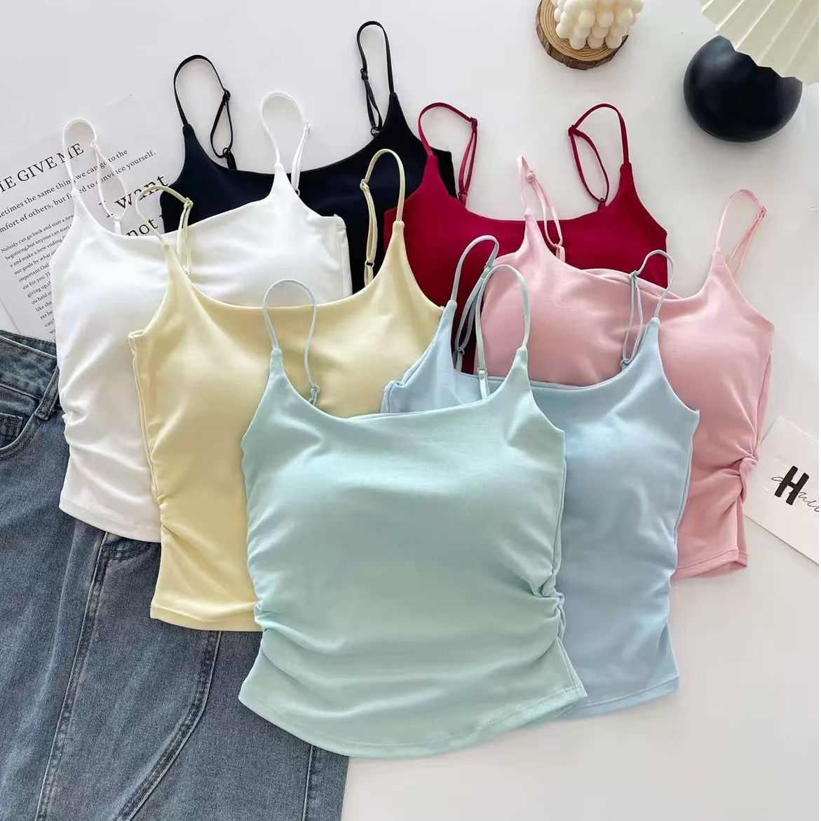 【飞姐】时尚百搭内带胸垫显瘦可调节肩带美背背心BX265款