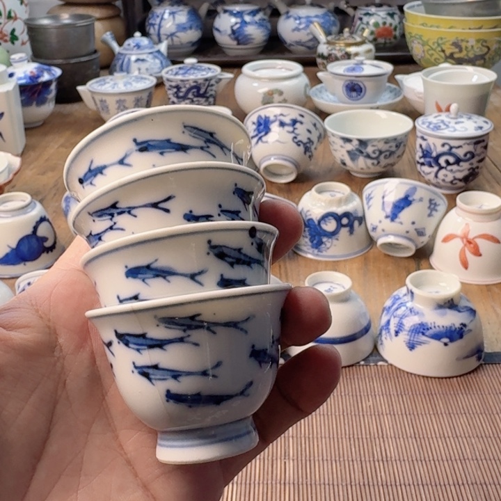 追***年青花瓷器杯子茶具