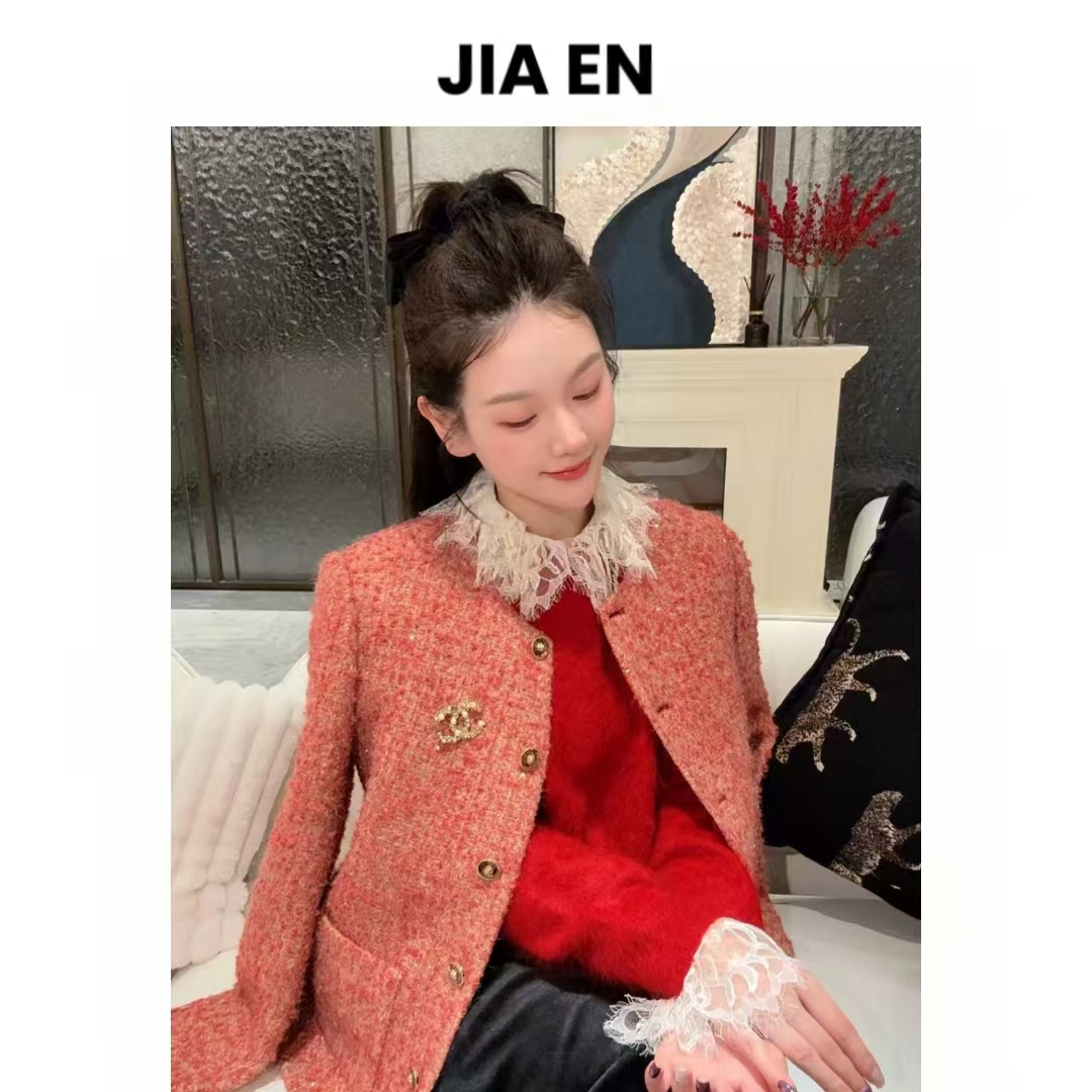 【CAIXIN佳恩】香榭丽女孩·复古粗花呢羊毛小香外套