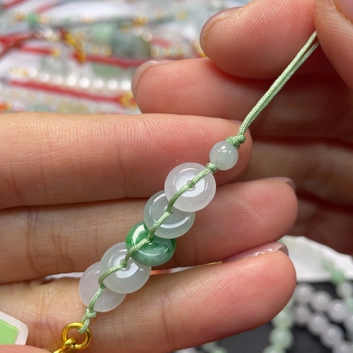 翡翠未镶嵌手绳手机挂