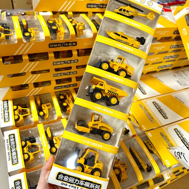 美霸6只装1:60合金工程车套装回力汽车儿童玩具