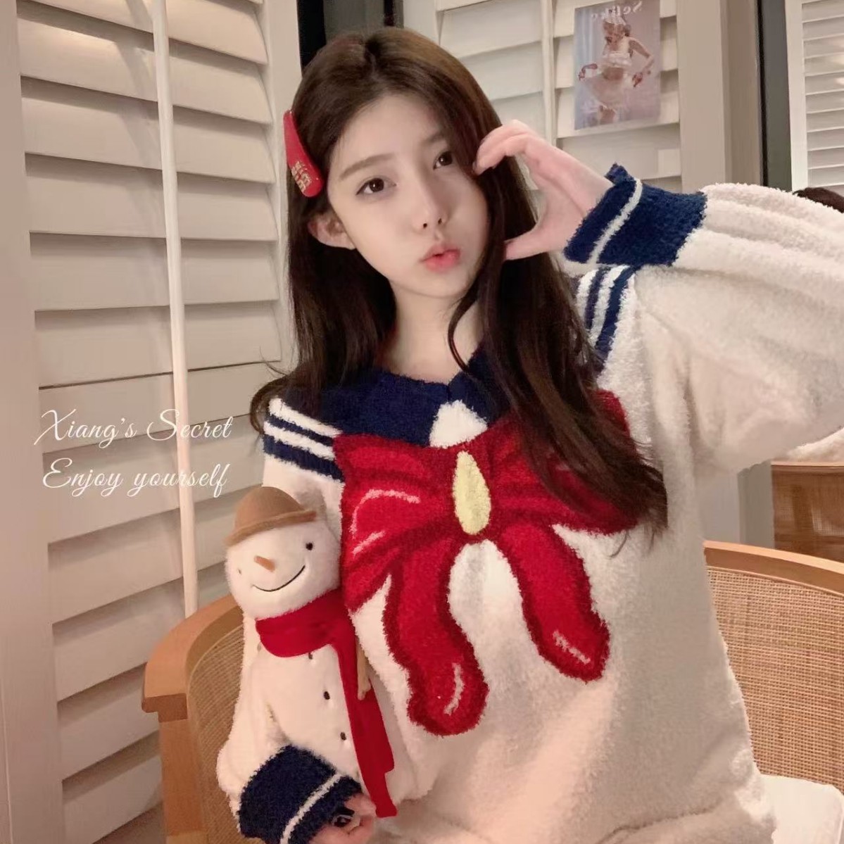 【美少女战士】秋冬韩版可爱甜美半边绒睡衣套装少女时尚保暖家居服