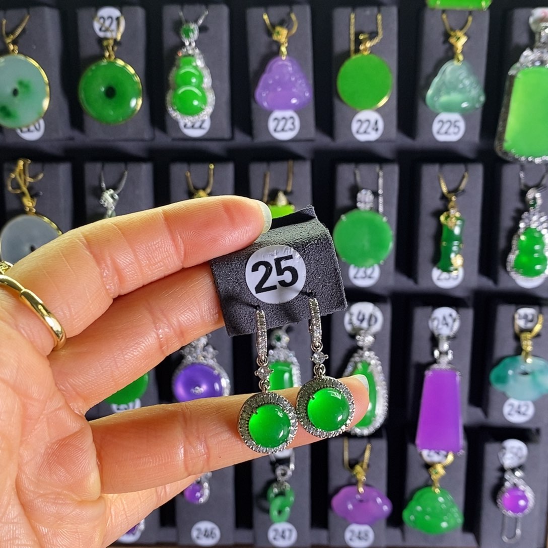 银S925镶嵌翡翠耳饰25