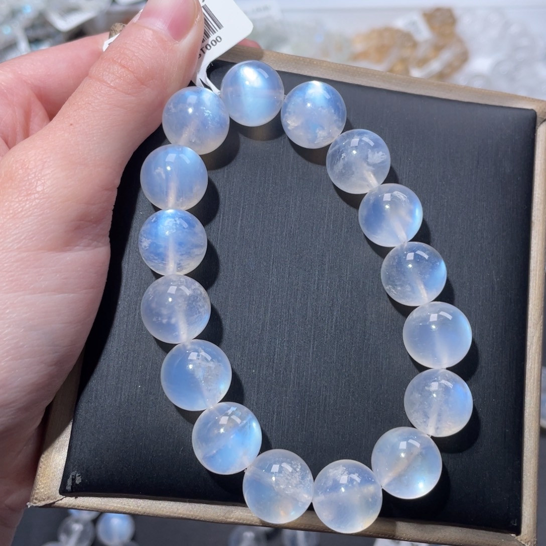 静***白未镶嵌手链长石蓝月光12.5mm