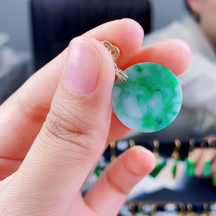 翡翠耳饰银S925镶嵌饰品