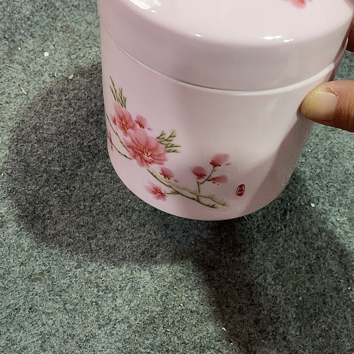 摆件陶红稀土桃花大炖盅