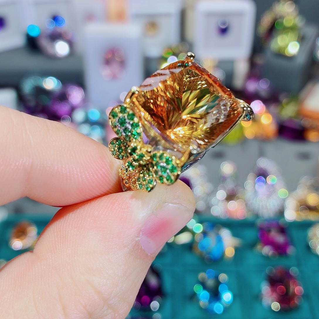 戒指银S925镶嵌黄晶