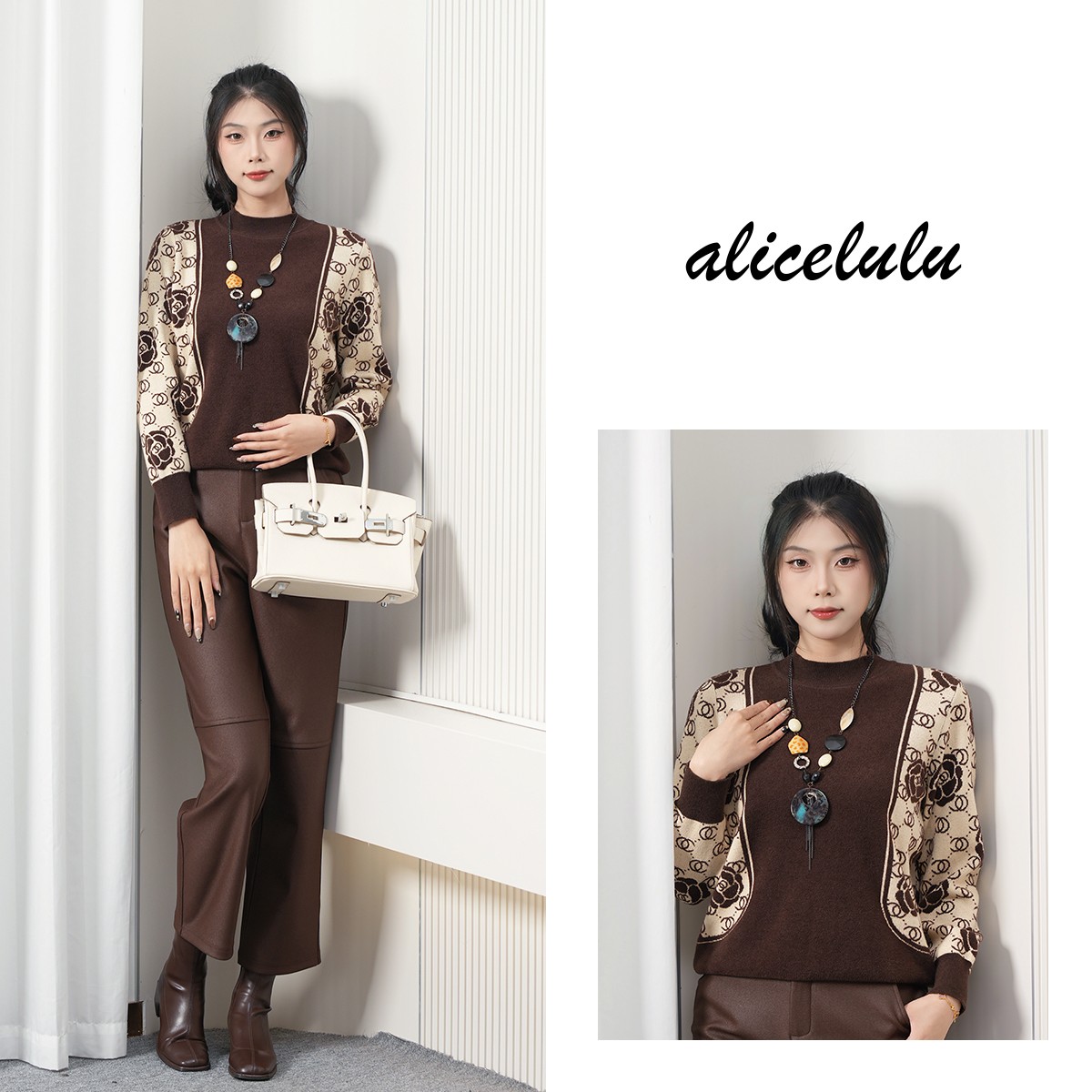 alicelulu拼织花纹.独特别致针织衫保暖舒适S2145422U