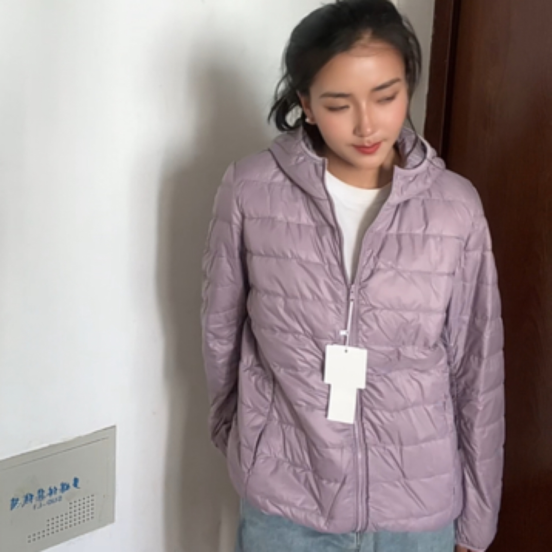 亮面包袖连帽长袖短款薄款秋冬百搭欧若精灵风