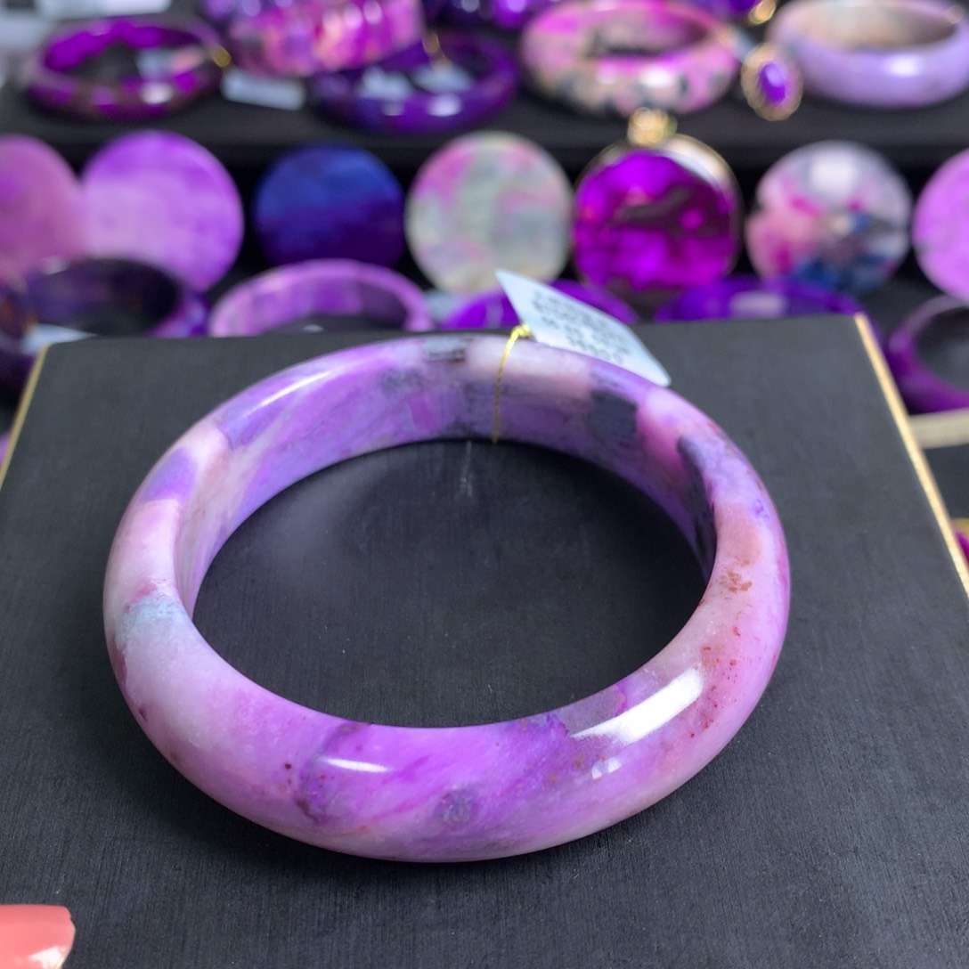 苏纪石（舒俱来）粉紫樱花手镯58+未镶嵌