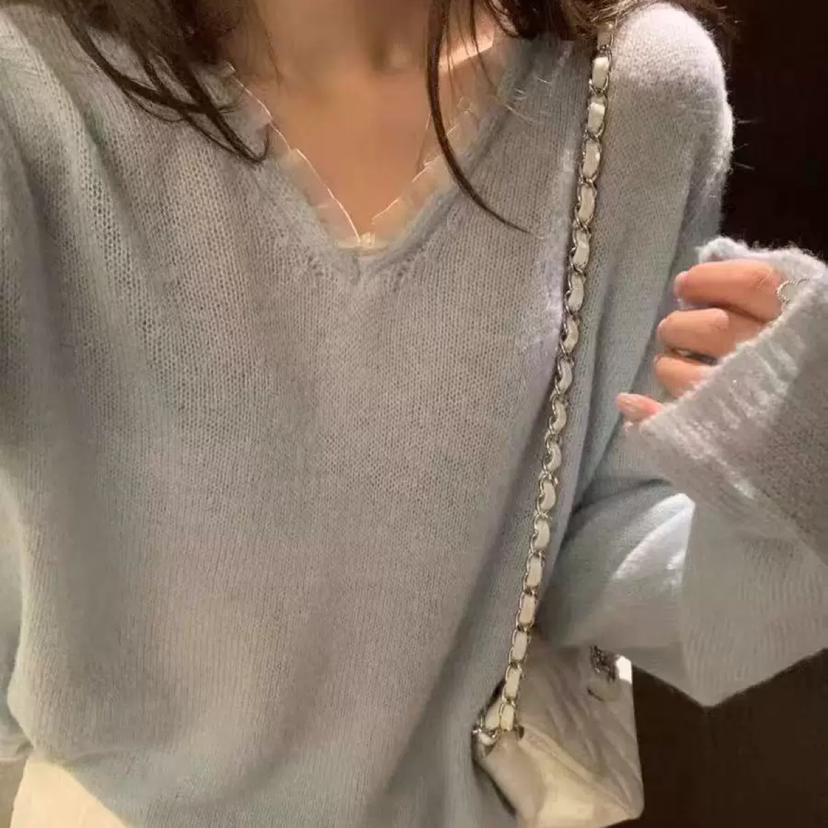 【牛牛】蕾丝边针织衫温柔