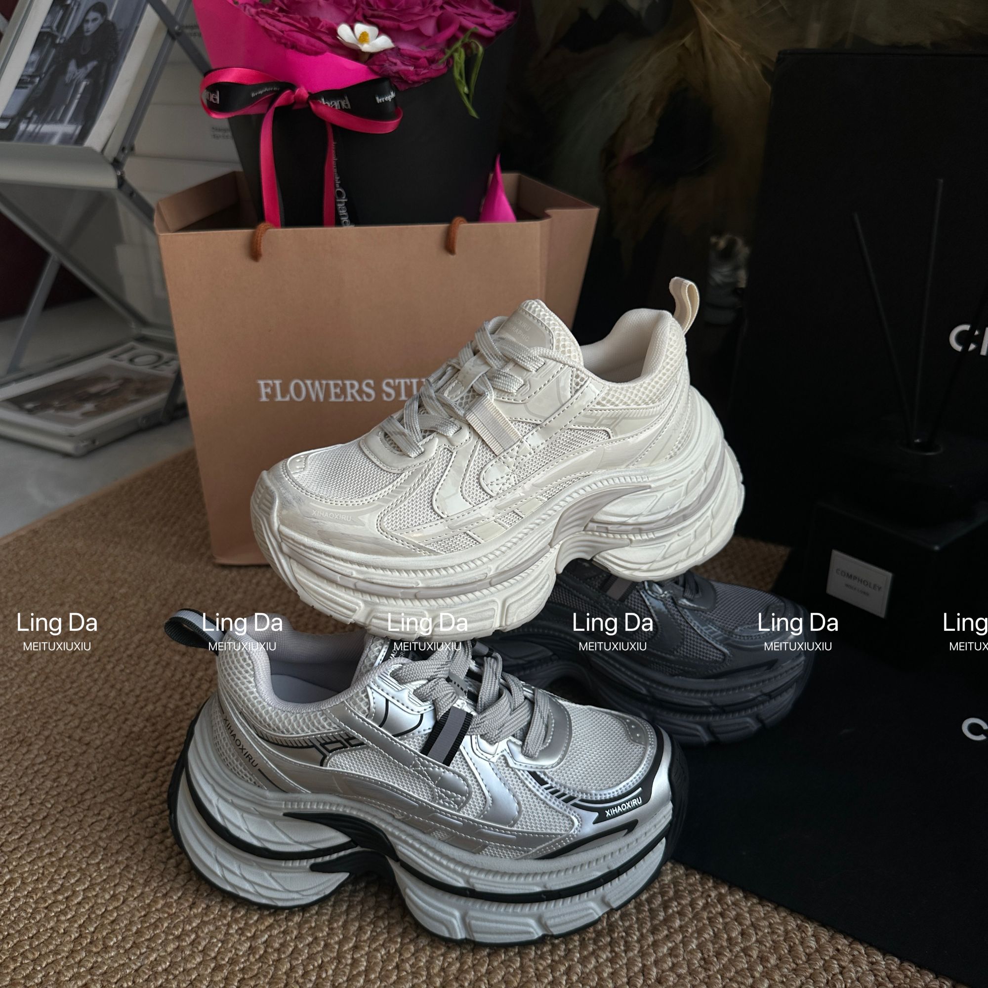 L玲L哒~2026 增高塑形老爹鞋增高流光女老爹鞋透气女鞋百搭休闲鞋