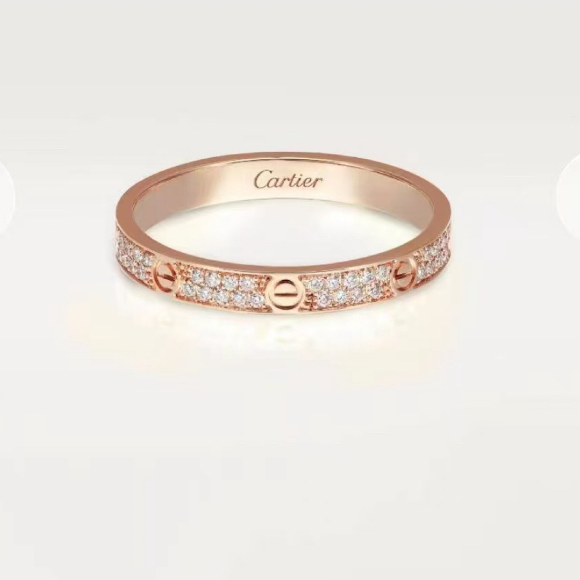 99新 Cartier/卡地亚 玫瑰金色窄版满钻满天星戒指50圈号