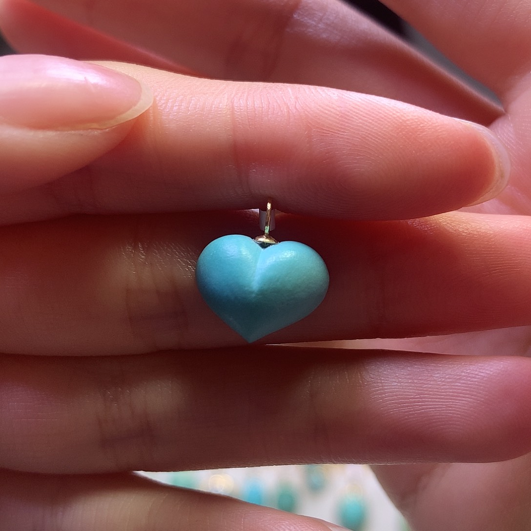 绿松石18K金镶嵌吊坠