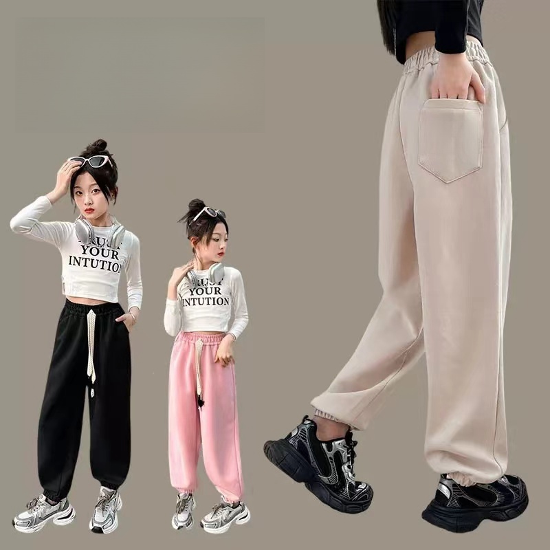 儿童2025春季新款时尚刺绣标运动卫裤B0148