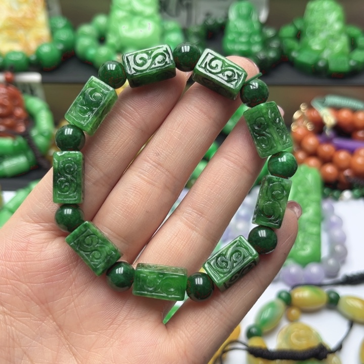 翡翠未镶嵌手链手串14