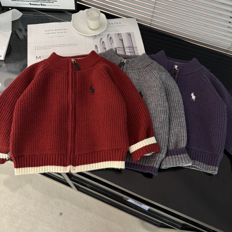 【小满】2025秋季新款时尚潮流套头刺绣款帽衫男女童亲子针织衫毛衣