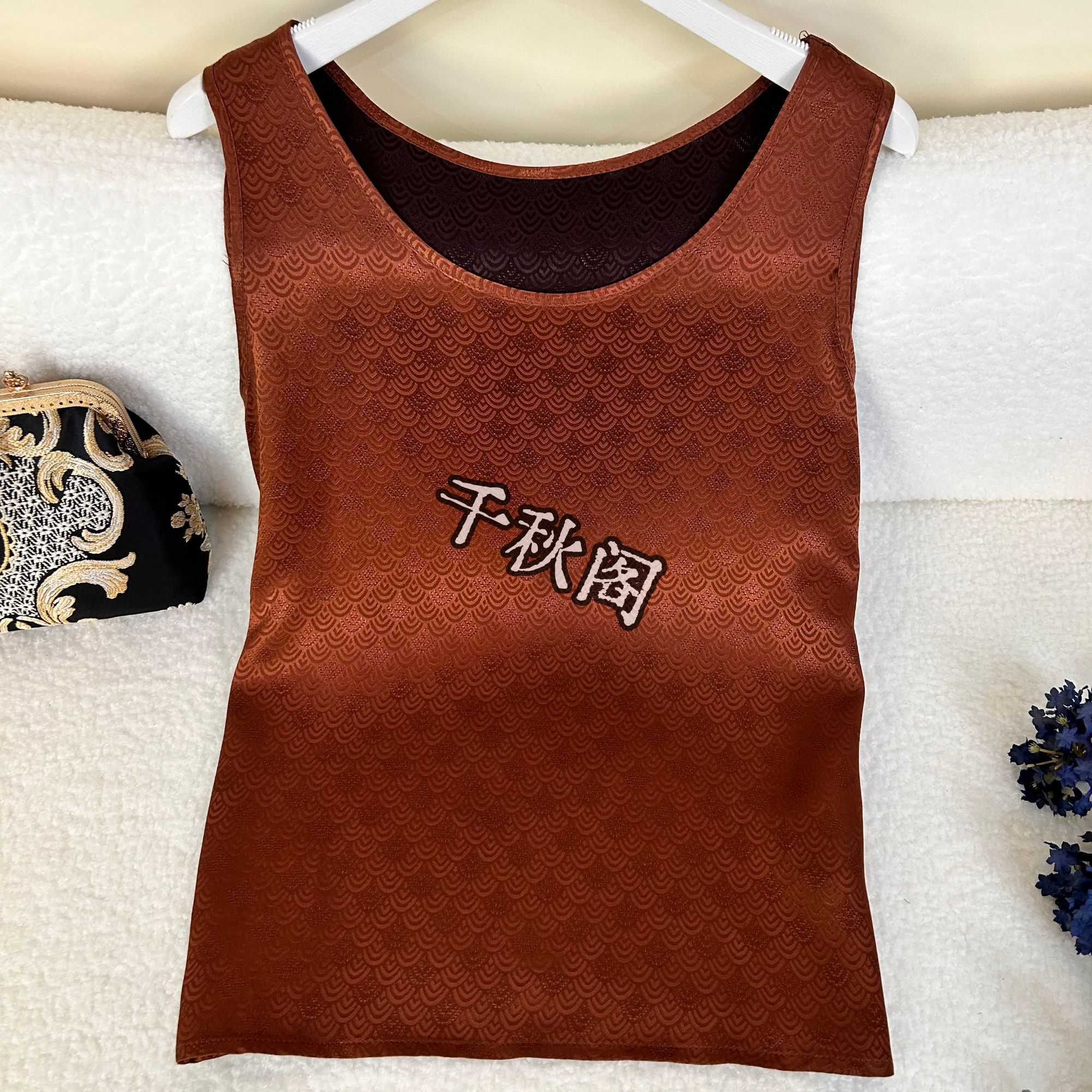 【千秋专属】1558桑蚕丝100%双面穿上衣百搭时尚香云纱复古无袖