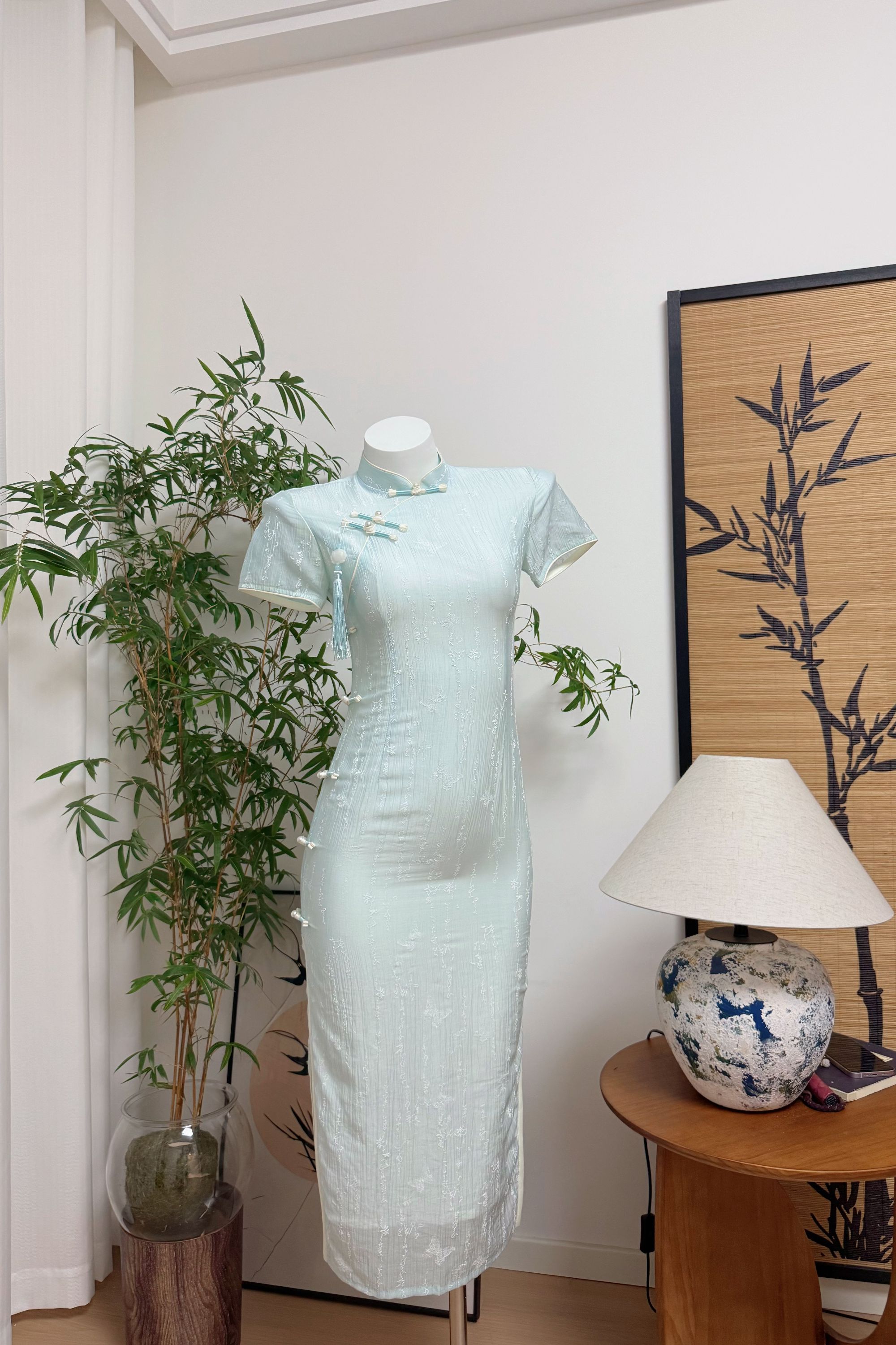 蘑菇《若兰》少女夏季设计师日常修身新中式旗袍