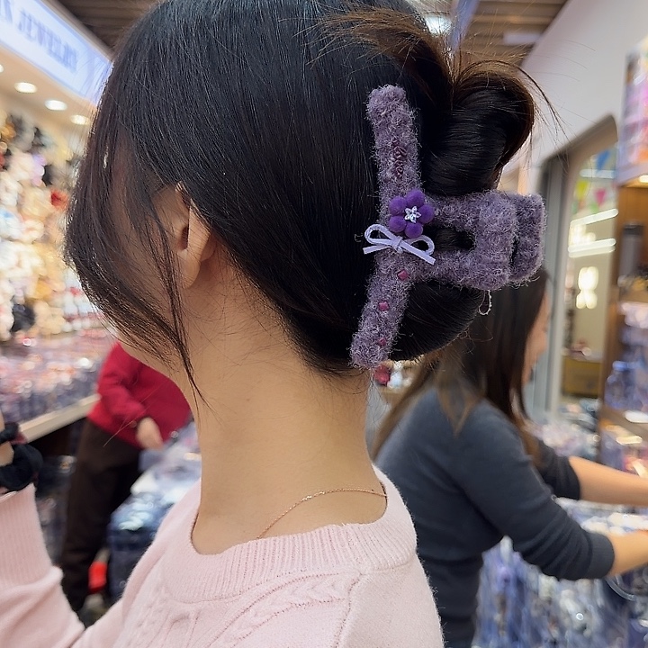 布艺铁合金紫色抓夹-48