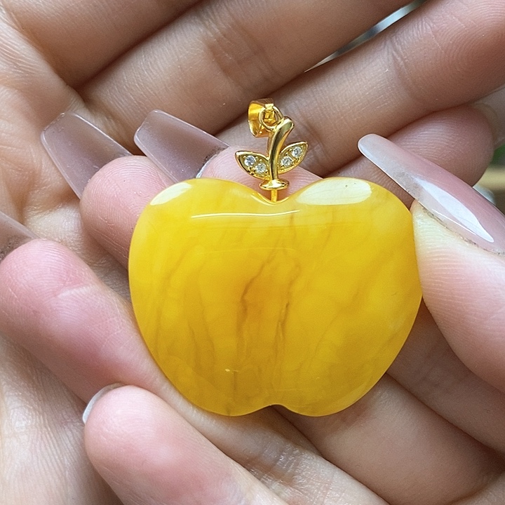 琥珀颈饰银S925镶嵌吊坠