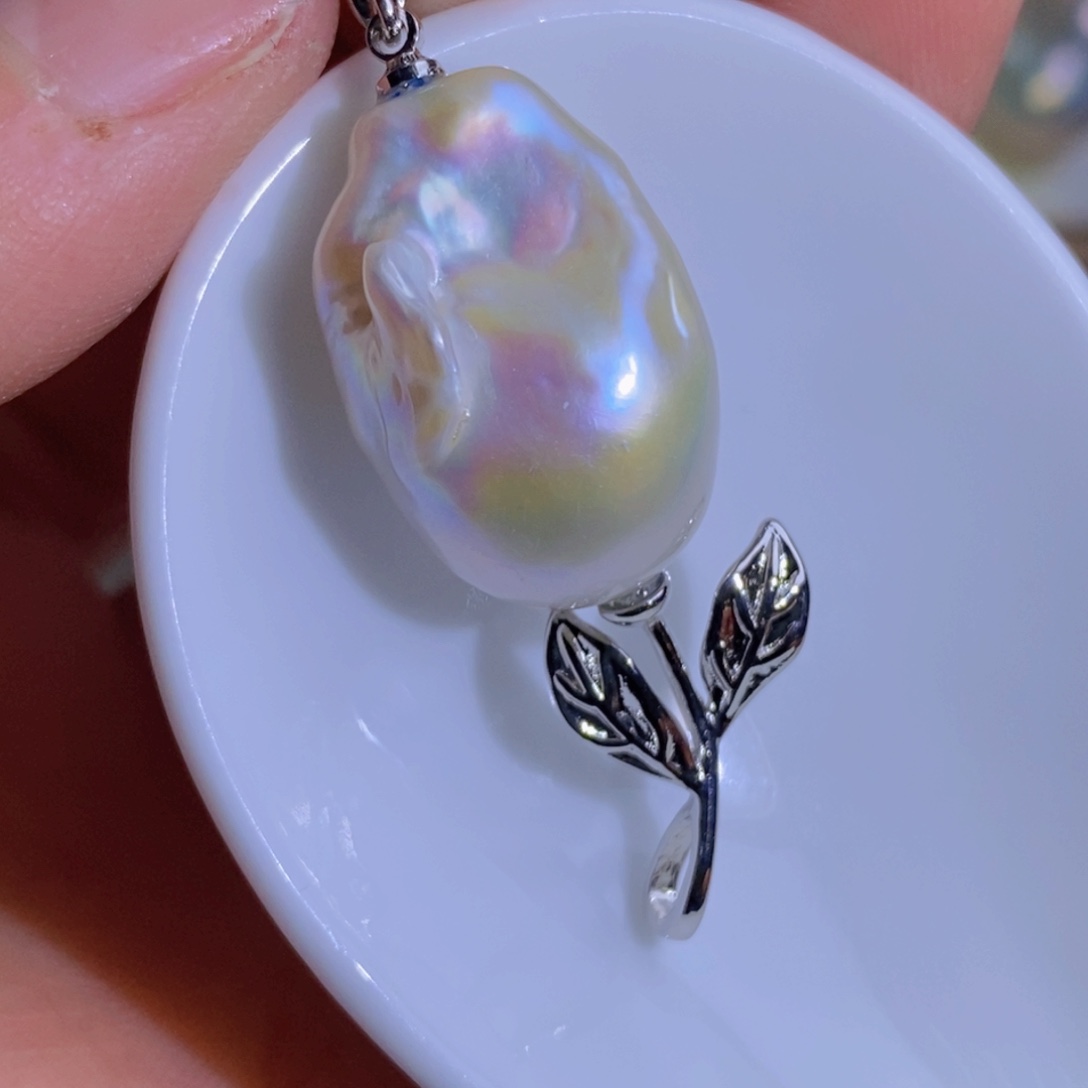 银S925镶嵌天然淡水珍珠淡水珍珠