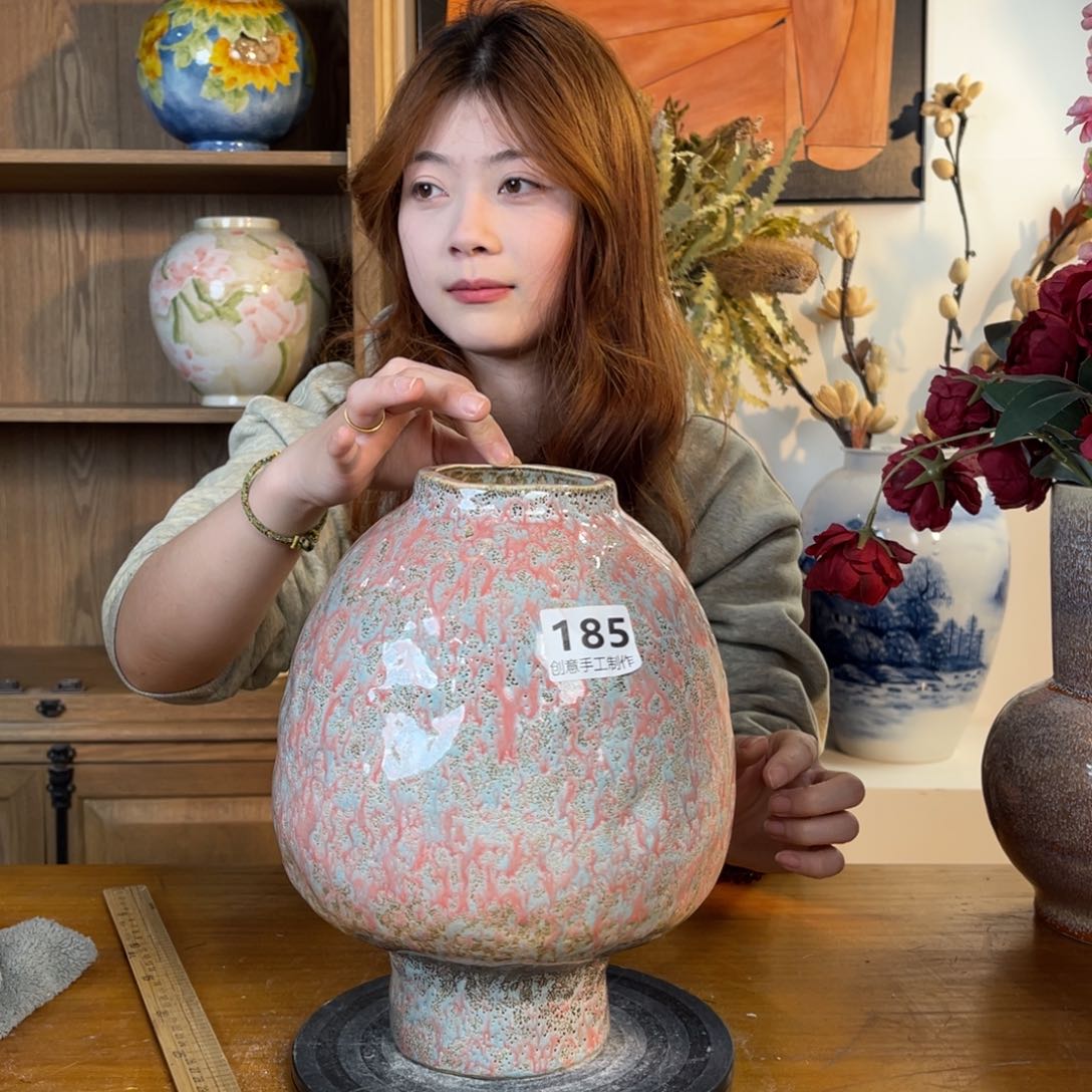 摆件陶瓷花瓶高26口7