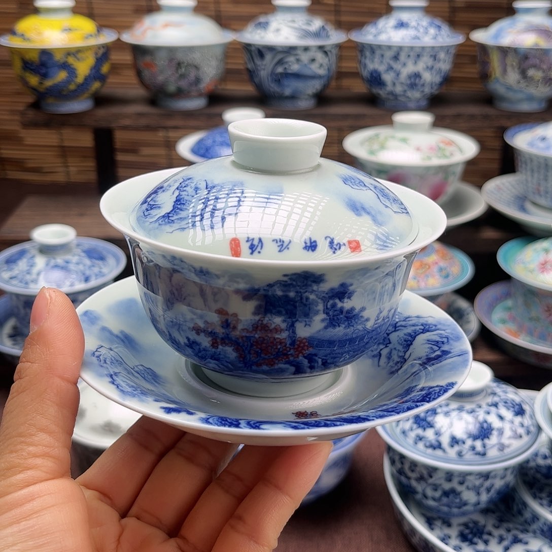 景德镇陶瓷三才盖碗