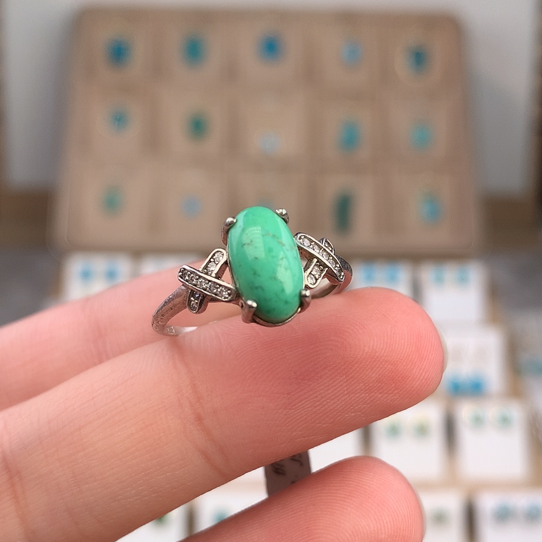 绿松石银S925镶嵌戒指