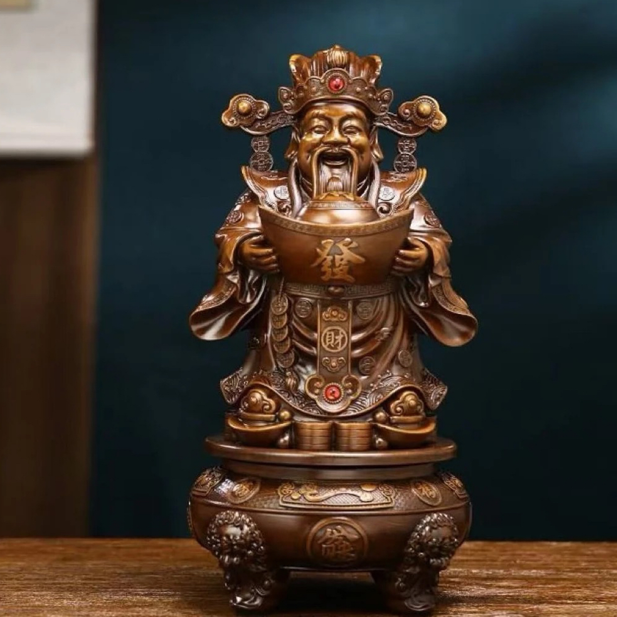 文财神神像摆件可旋转高档家居客厅办公室摆放