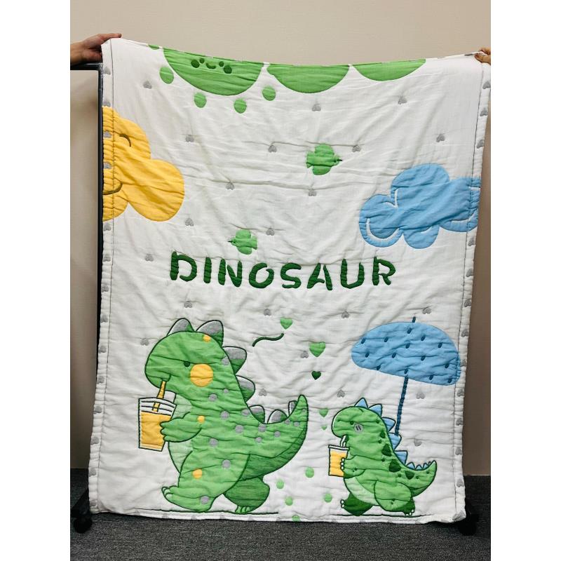 【绿恐龙】120*150  A类全棉纱布泡芙被