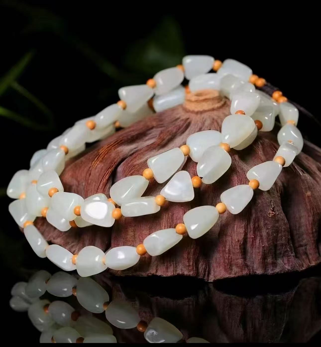 【雨文臻藏】和田玉白玉项链