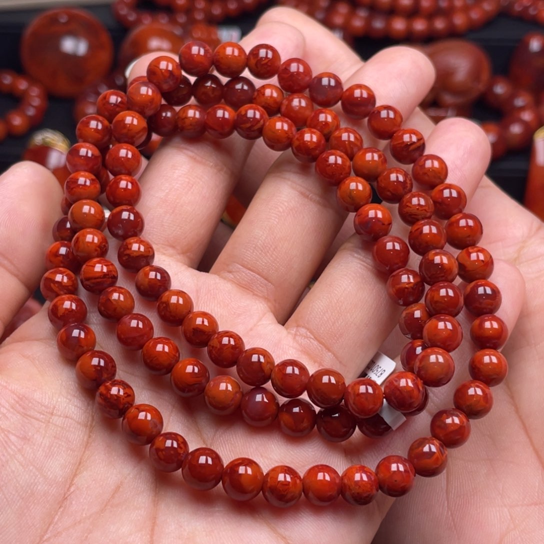 南红玛瑙珠宝奇石未镶嵌多圈7mm