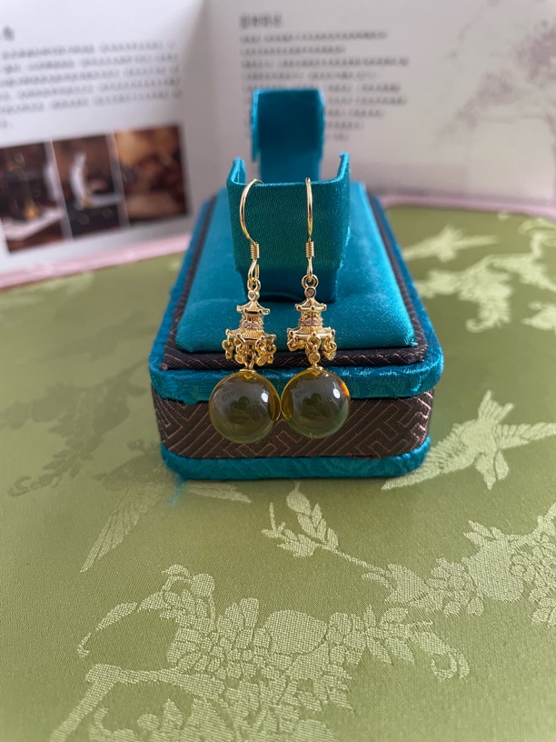 天然墨西哥琥珀耳钩