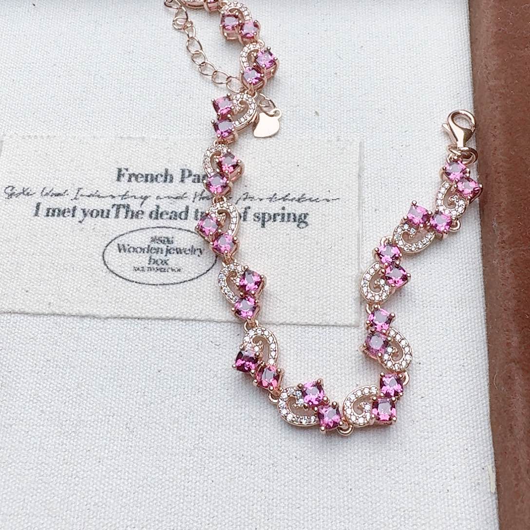 石榴石手链银S925镶嵌