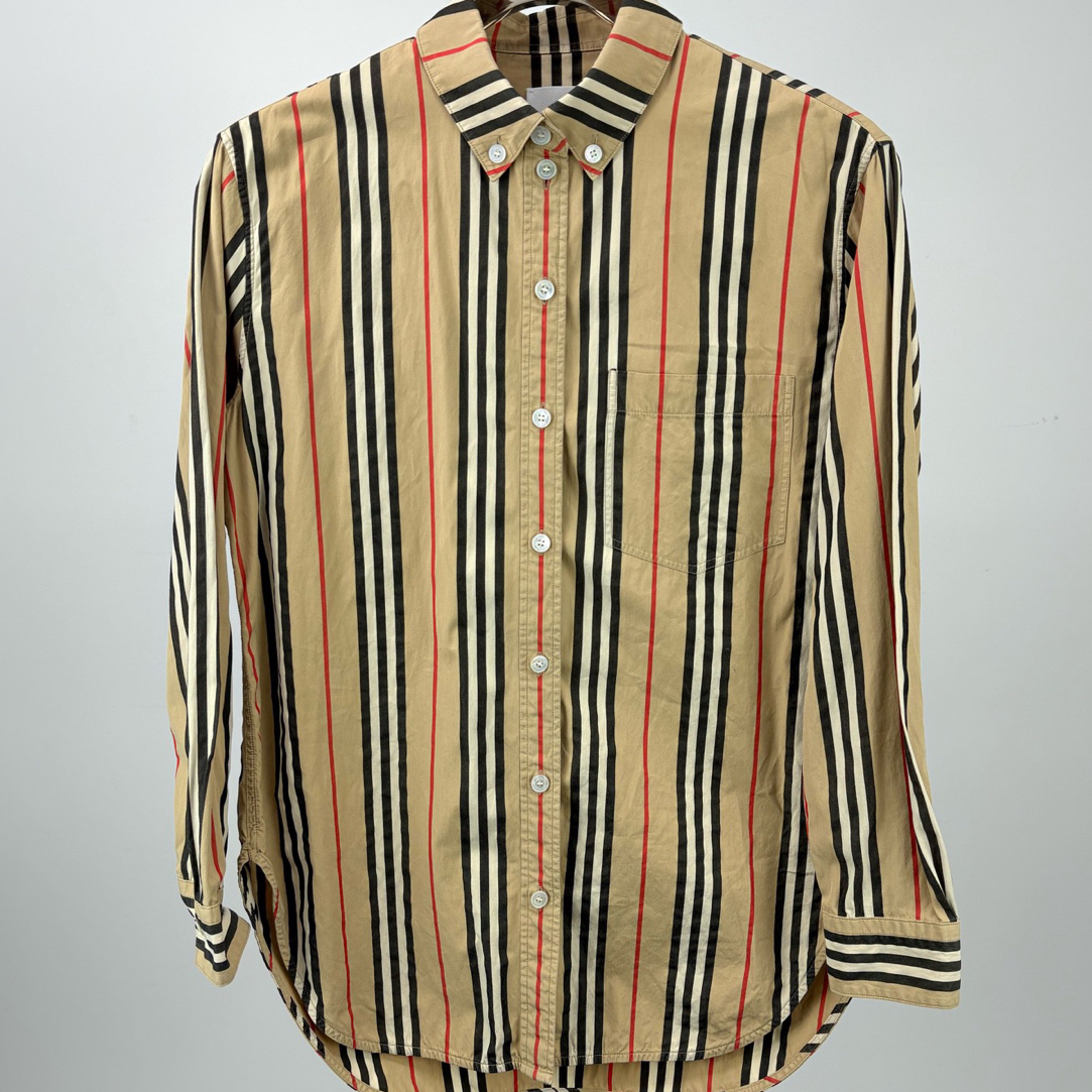 99新 BURBERRY/博柏利 BURBERRY博柏利条纹长袖衬衫UK8码14396