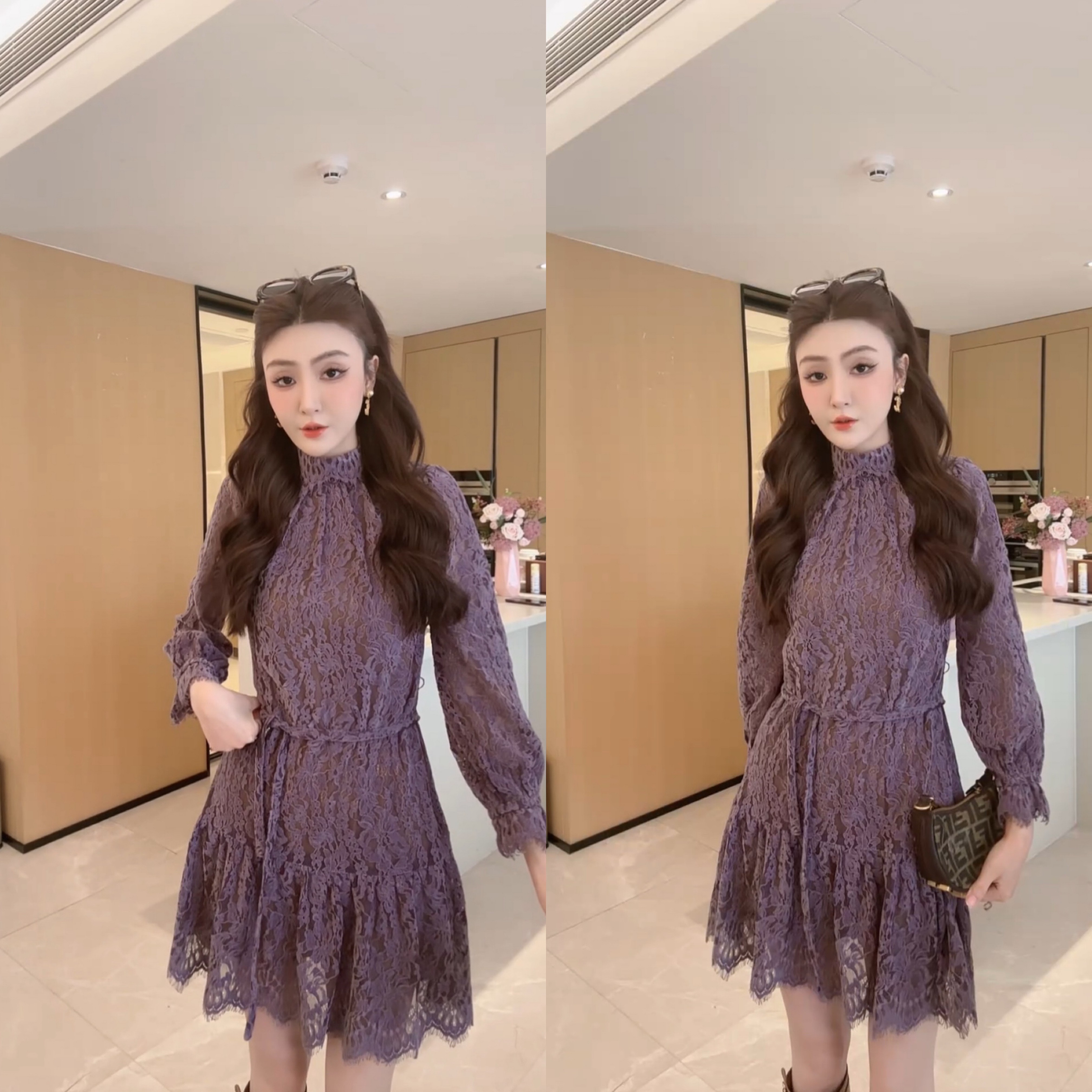 M9A86202新款减龄减龄千金风高级感重工钉珠气质韩版连衣裙裙子