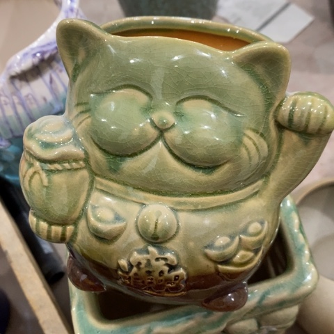 陶瓷小绿色招财猫13133133
