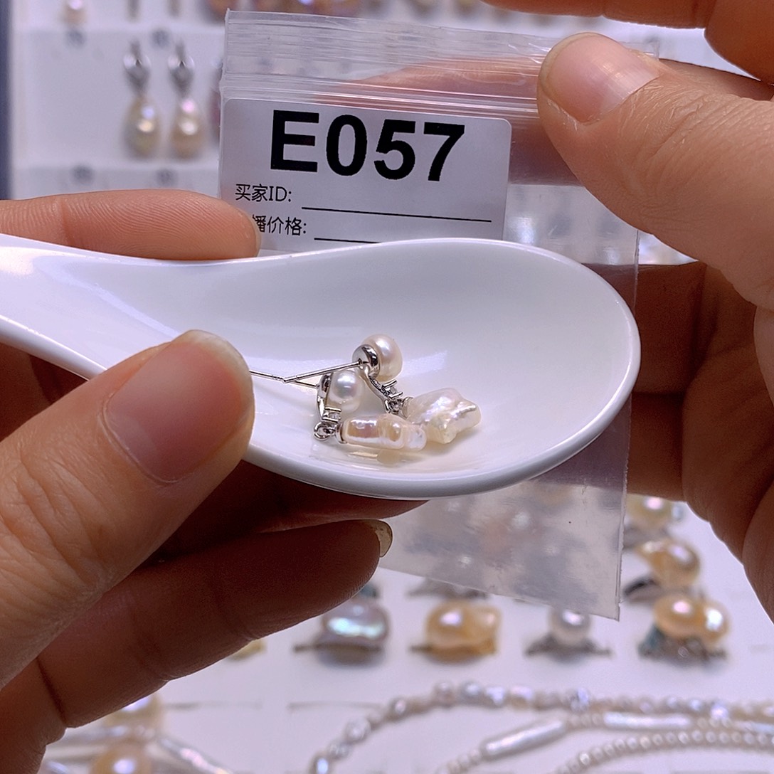 淡水珍珠耳饰银S925镶嵌