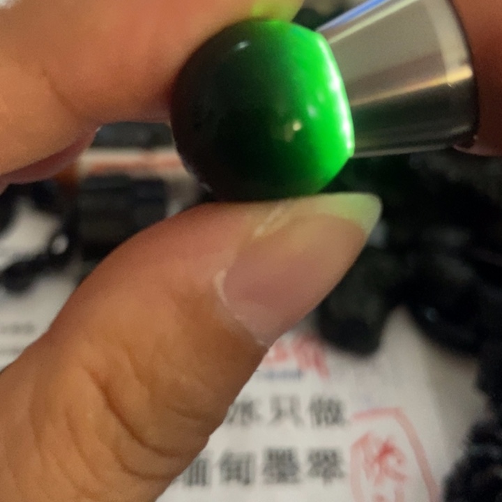 翡翠未镶嵌颈饰墨翠单珠17