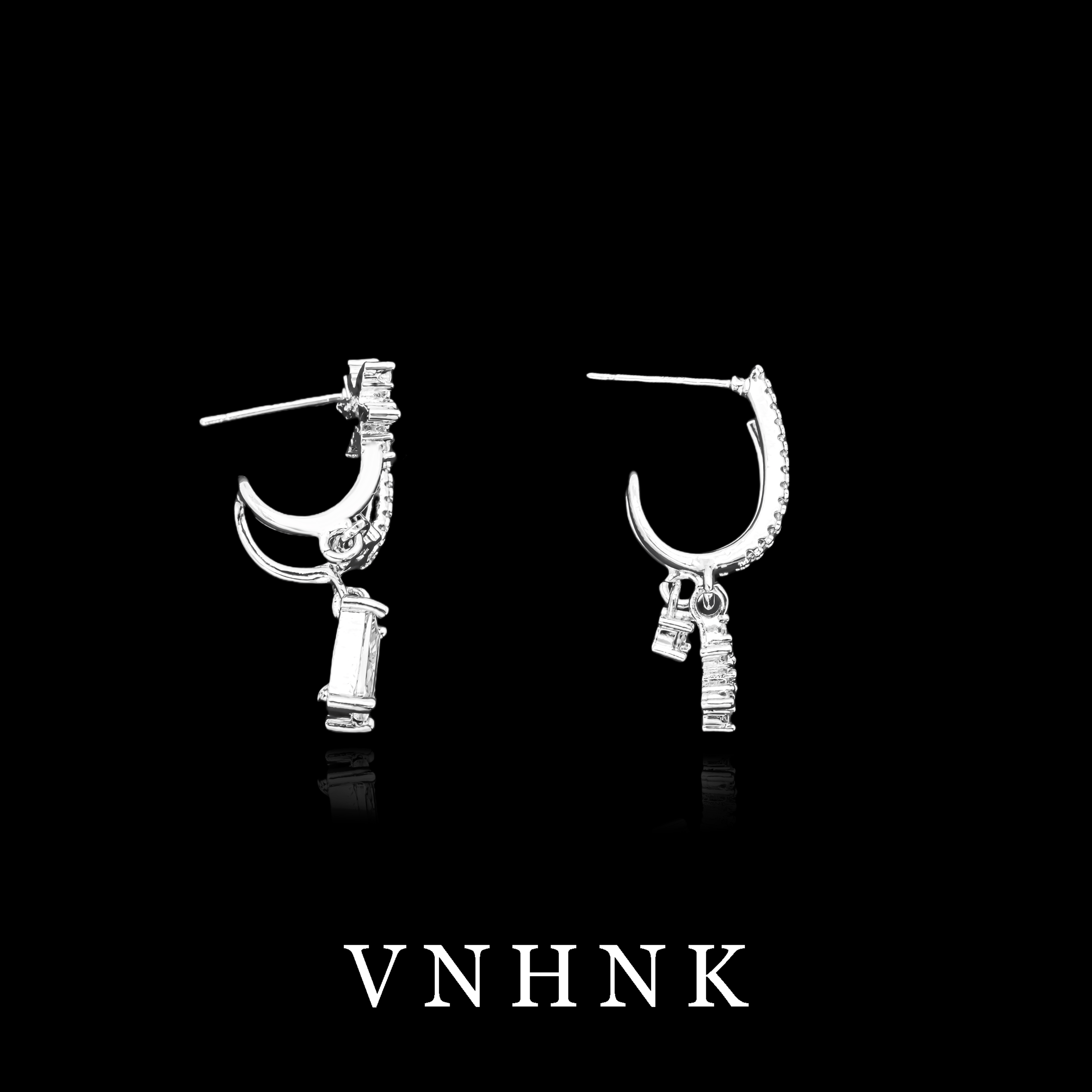 铜合金合成锆石耳饰 美可儿   G612   银色小众百搭耳环