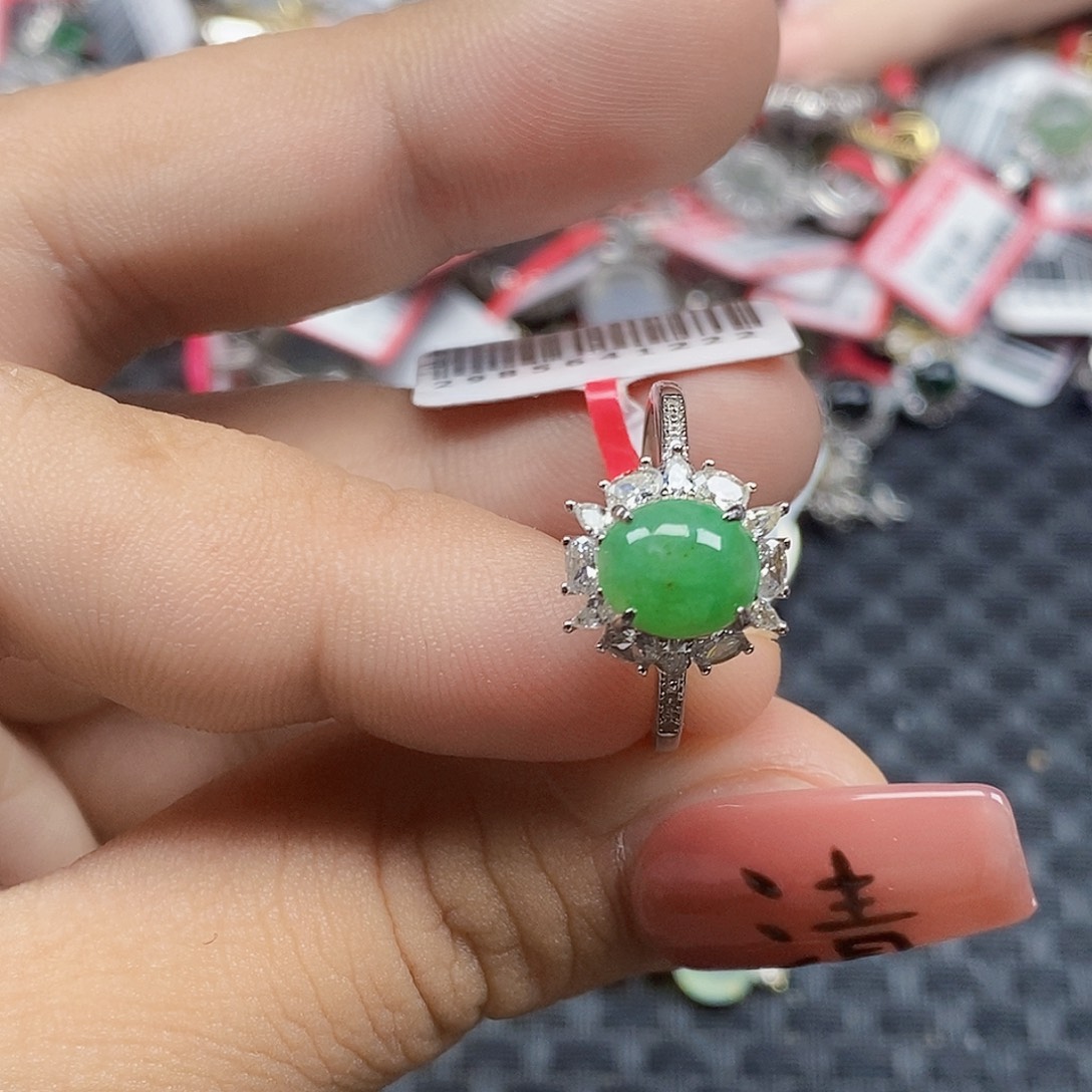 翡翠银S925镶嵌戒指