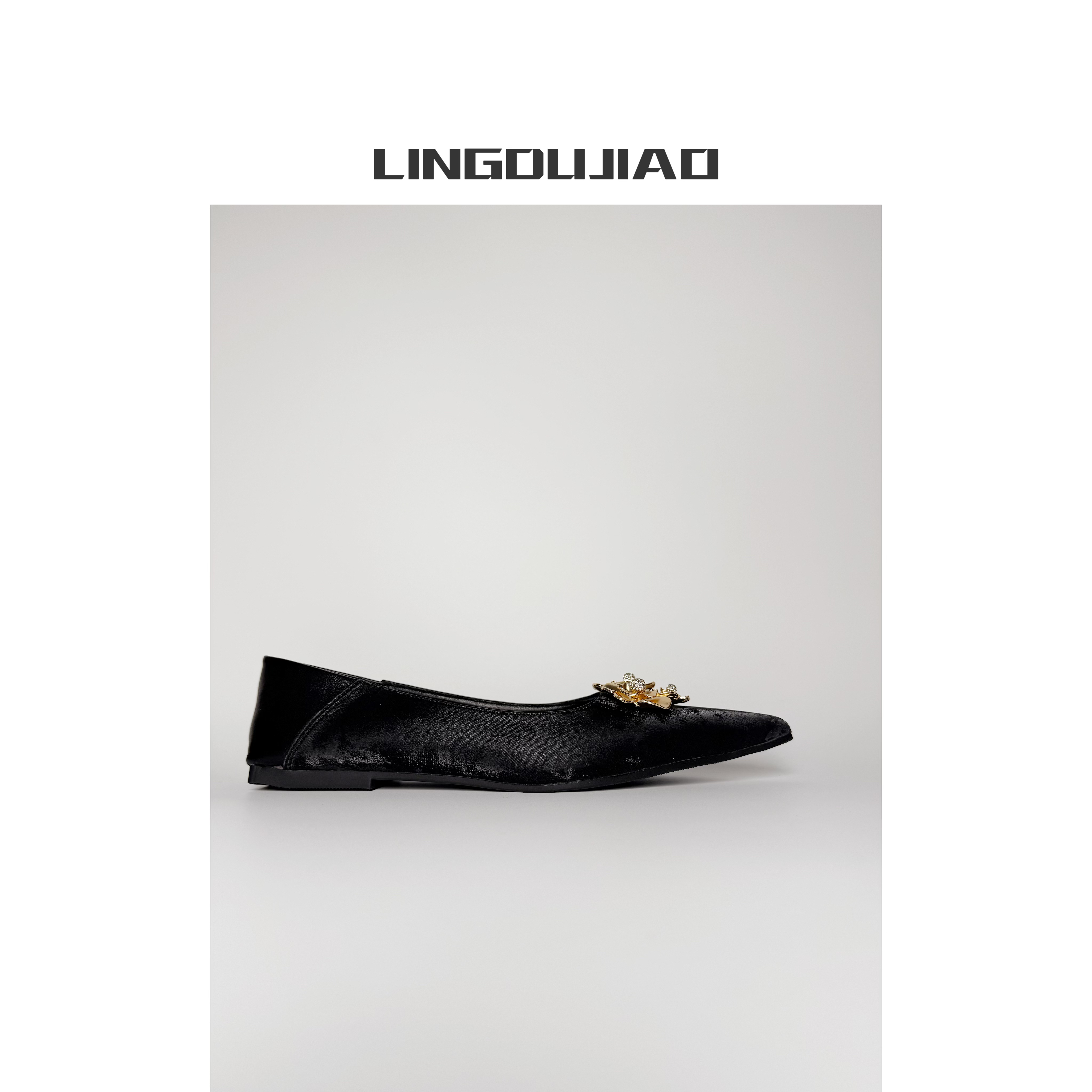 【金属花钻尖头单鞋】229-83