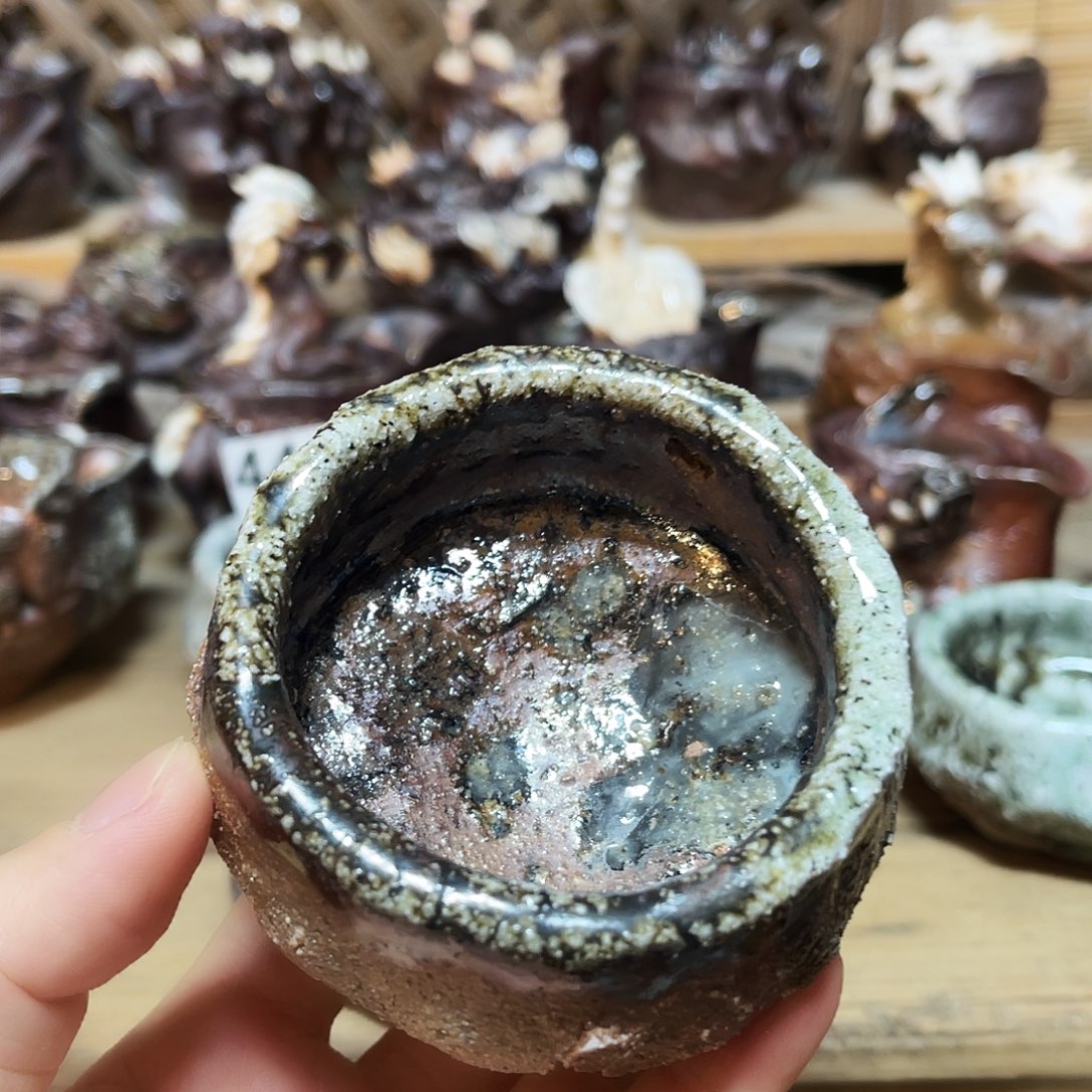 杯柴烧粗陶手捏杯微瑕