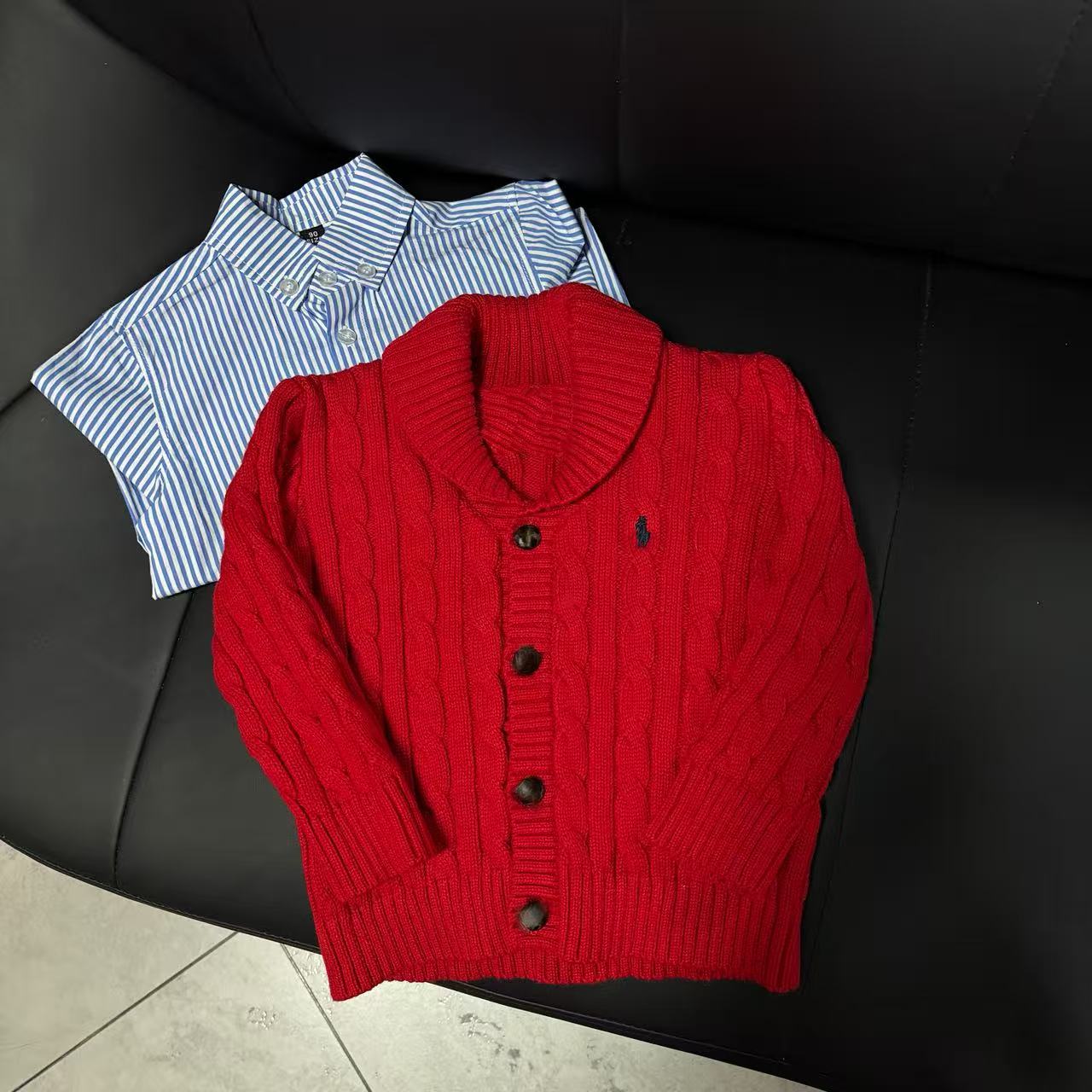 609-新款小马翻领针织开衫男女同款