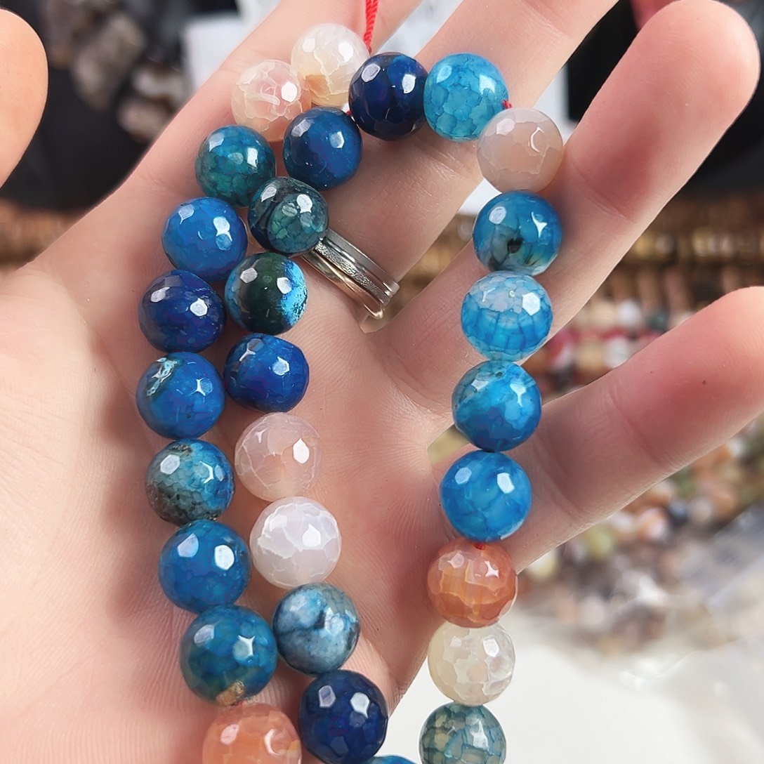 海***月玛瑙/玉髓合金珠宝半成品L46，龙纹多宝玛瑙一条