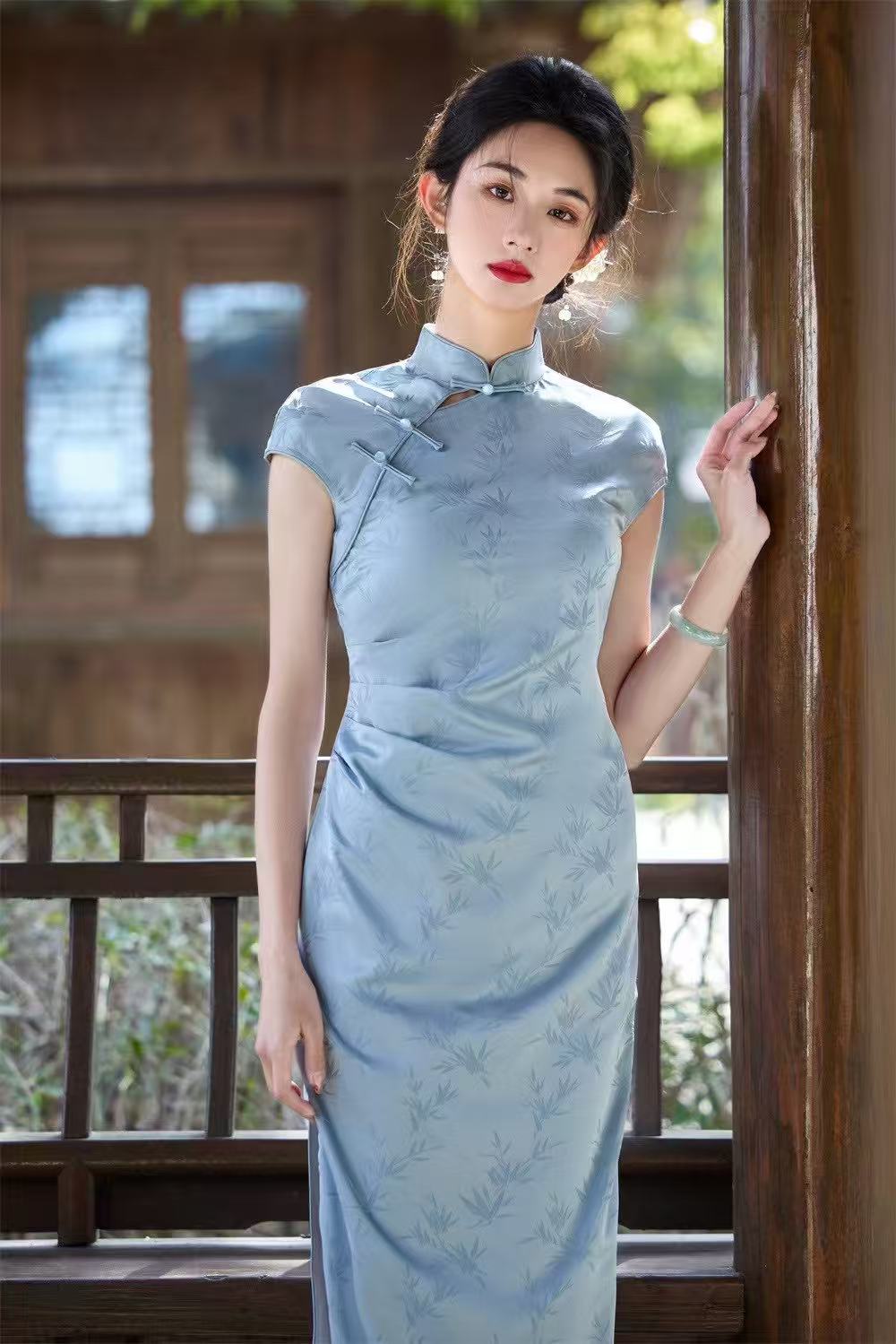 风华《蓝竹砚》新中式旗袍显瘦蓝色气质夏季修身日常中国风优雅