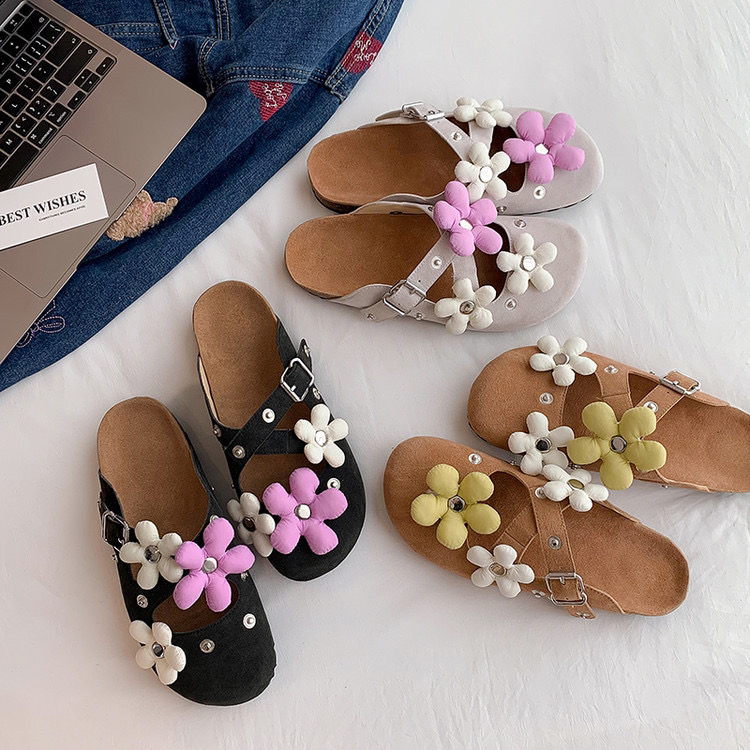 原创小众设计花花勃肯拖鞋外穿半拖