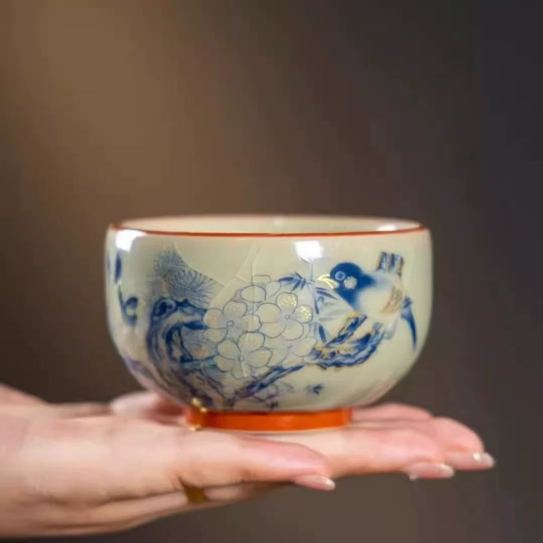 喜上眉梢主人杯大号复古陶瓷喝茶杯145