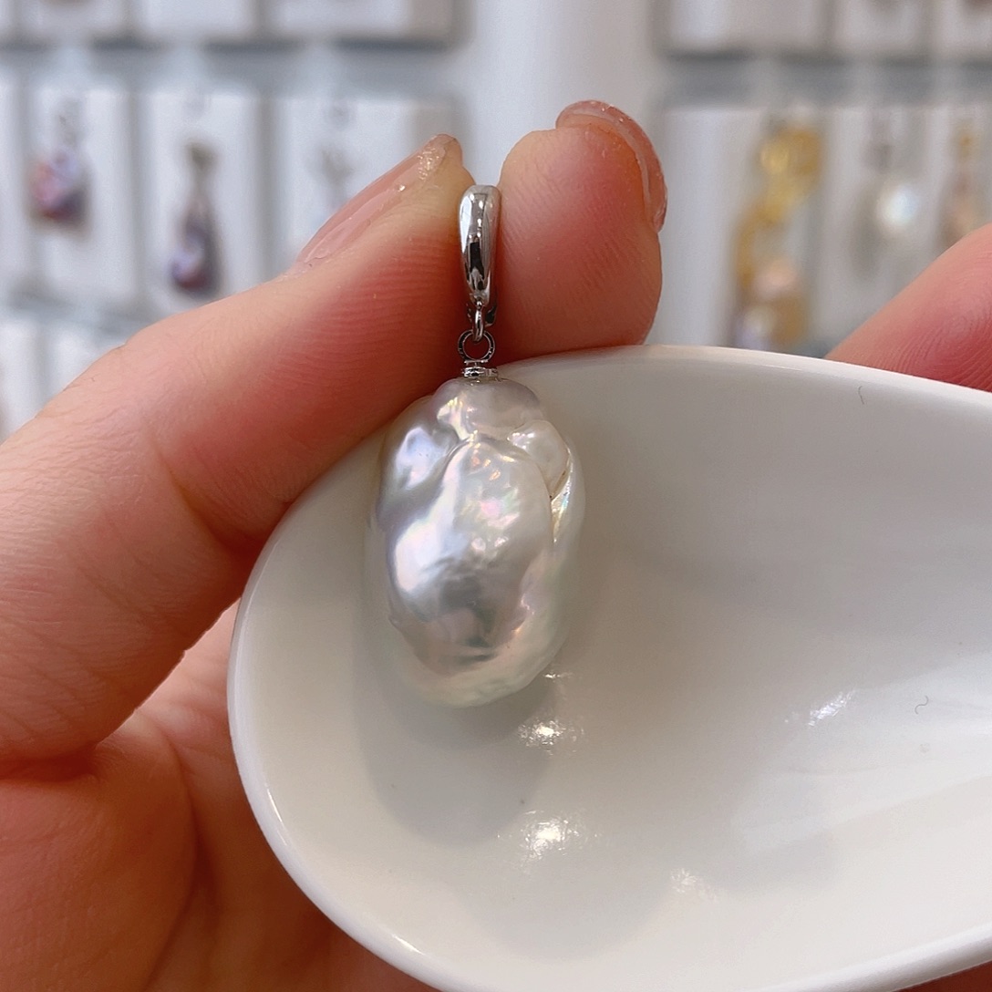 淡水珍珠天然珍珠巴洛克银S925镶嵌